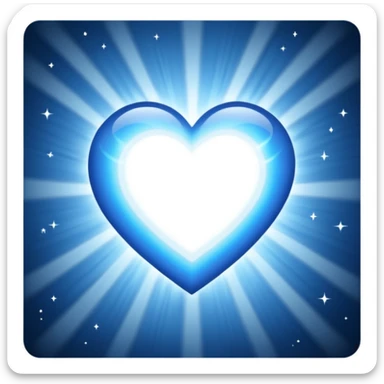 white blue heart radiating white light surrounded by a cosmic heart sticker