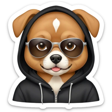 Dog with a black hoodie and sunglasses  sticker