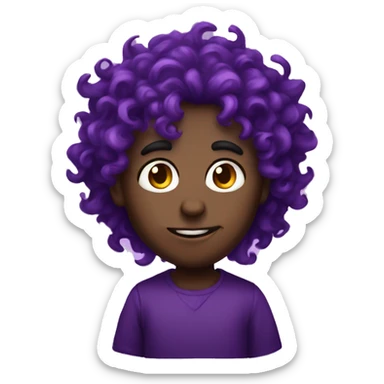 Male Demon purple in love with curly hair sticker
