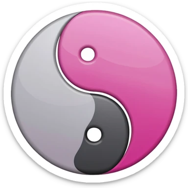 Yin Yang grey and light magenta  sticker