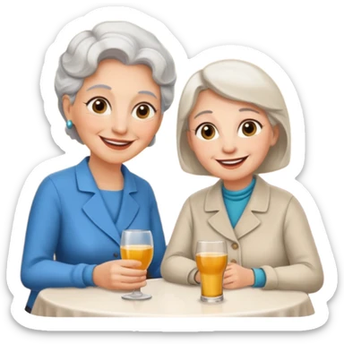 conversación dentro de un restaurant  dos personas y una de las persoans sea una abuela y el otro un adulto de 27 años sticker