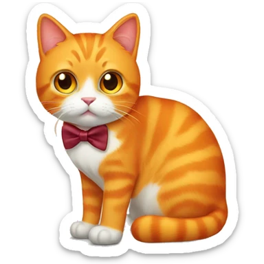 Orange cat with a bowtie sticker