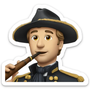 Macron playing reed pipe sticker