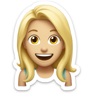 Excited blonde girl sticker