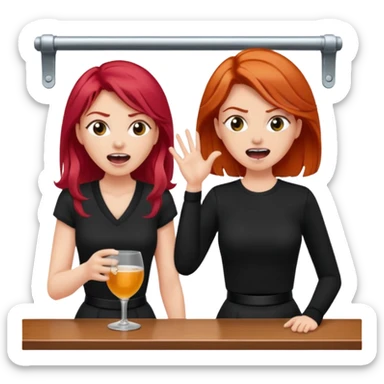 A raid haired woman yelling at a bartender sticker