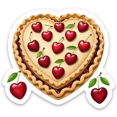 Beige Heart-shaped cherry pie  sticker