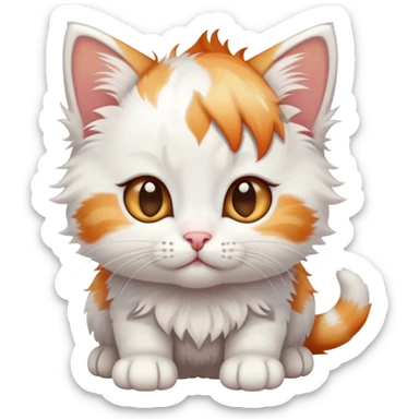 White kitten with some ginger on its head full body photo sticker