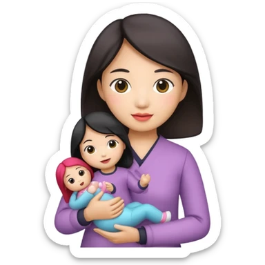 asian woman holding  doll sticker