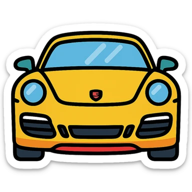 Porsche sports car, front view, shiny, luxury, icon style, no text sticker