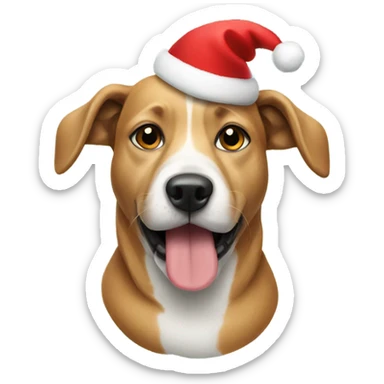 dog wearing chrismas hat sticker