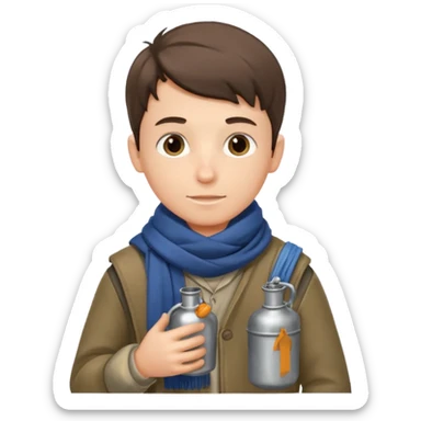 Boy + scarf + canteen sticker