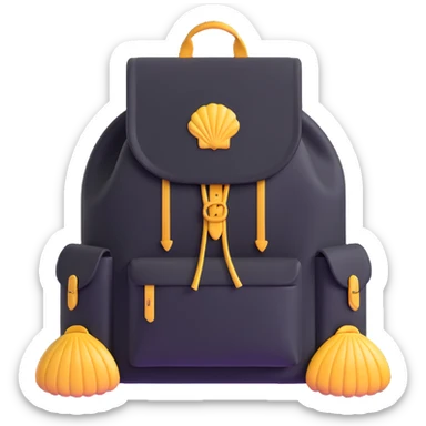 pilgrim backpack with scallop shell symbol sticker