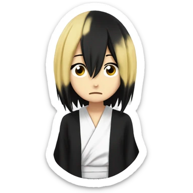 Rukia Kuchiki from bleach waith black hir and sad emotion sticker