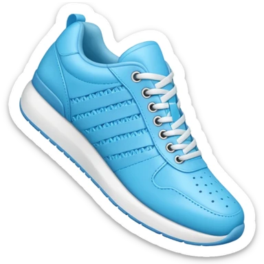 A 3D cartoon Sky Blue sneaker with soft texture, lace-up detail, and smooth reflections, isolated on plain background, Memoji-style. sticker