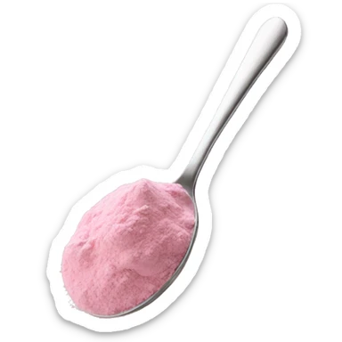 Spoon with pink powder sticker