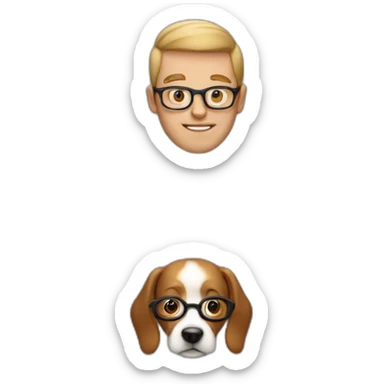 man-with-an-oval-shaped-face-with-glasses-and-dog-ears-and-dog-nose sticker