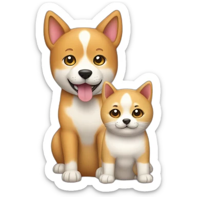 a cat with a shiba inu sticker