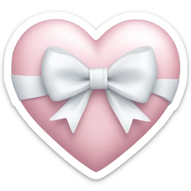 Pastel pink heart with white bow sticker