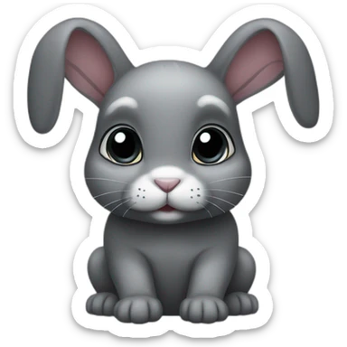 Dark Grey baby rabbit with dark eyes sticker