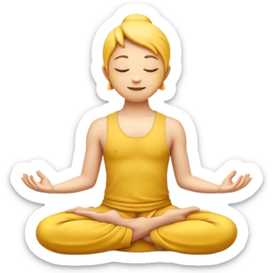 yellow emoji in lotus pose, meditating, calm face sticker