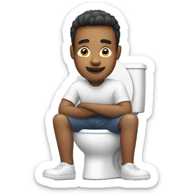 Guy sitting on a toilet sticker