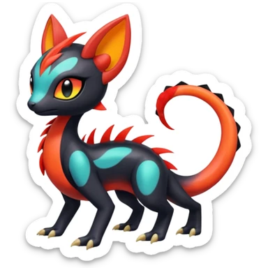 Colorful Translucent Tricky Hot Handsome Meloetta-Salandit-Litten-Pokémon-Fakémon-fusion-hybrid-creature sticker
