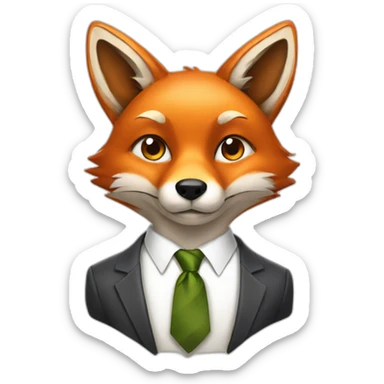 fox wearing a tie sticker