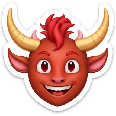 A big smile with hearts around it but then there’s horns sticker