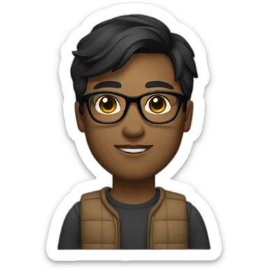 designer with rectangular transparent glasses, light complexion skin, black medium hair sticker