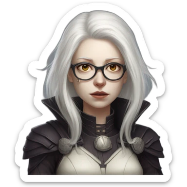 dark heresy female psyker white hairs glasses scowling pale skin scars sticker