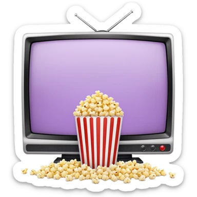 Netflix on a TV screen pale purple qnd popcorn sticker