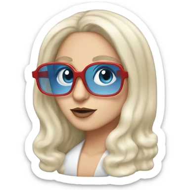 Lady Gaga with red glasses and blue eyes  sticker