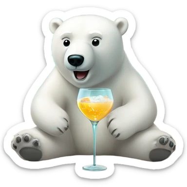 Polar bear sitting on beach drinking martinis sticker