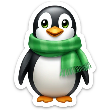 Penguin with green scarf sticker