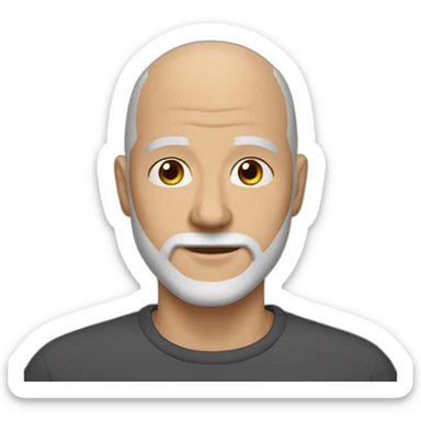 a bald man with grey beard hazel eyes sticker