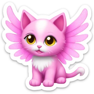 Pink ombre sparkly kitten with angel wings  sticker