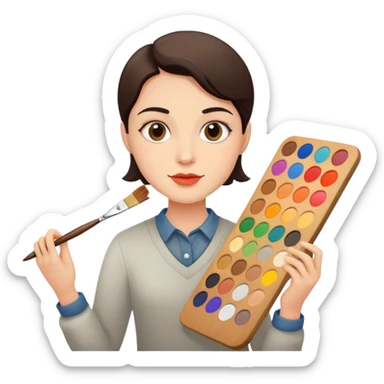 artist with palette and brushes sticker