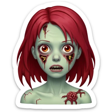 A zombie girl with dark red mid length  hair sticker