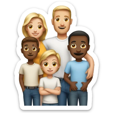 White mom brown dad with 5 boys sticker