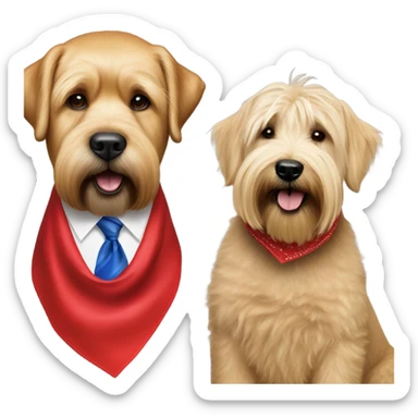 Donald trump and wheaten terrier wearing a red bandana sticker