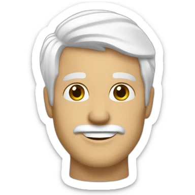 Create an emoji of a man smiling, business dressed, with white hair and with a short but neat white beard, but with no glasses sticker