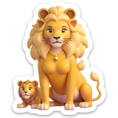 golden haired anthropomorphic lion girl, human face and body, lioness ears sticker