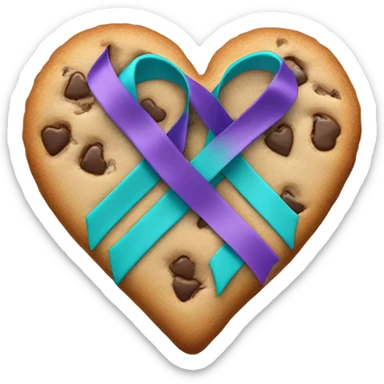 Cookie heart with teal purple awareness ribbon sticker