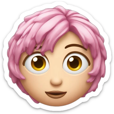 3d sphere with a cartoon testy skin texture with big feminine eyes sticker