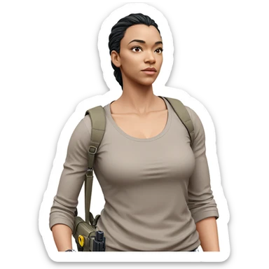 girl with gun and bag sticker