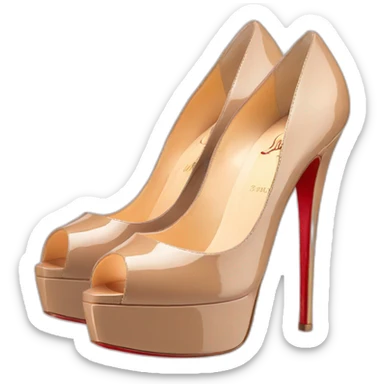 Louboutin nude patent Leather Lady Peep Toe Platform sticker