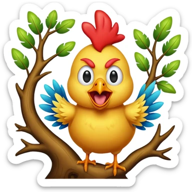 Screaming chicken in the tree meme sticker