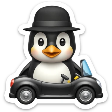 Penguin driving sticker