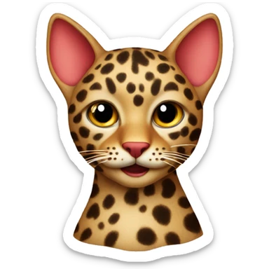 cat leopardate with a red flake sticker