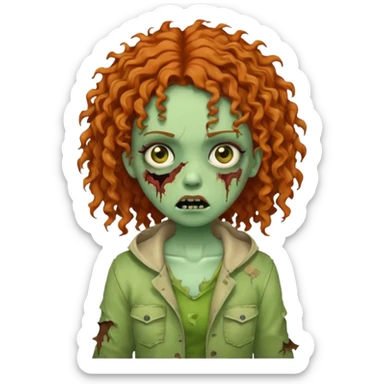 Girl zombie with ginger curly hair  sticker